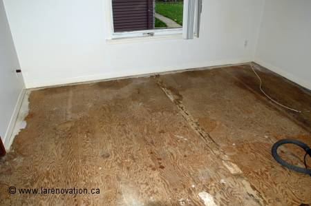 Photo d'une r�novation o� le contreplaqu� du plancher a 50 ans
