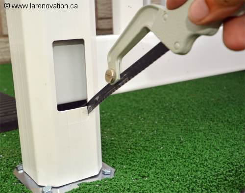 D�coupe des poteaux de PVC