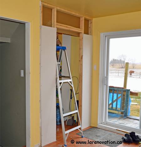 Pose du rev�tement sur la cloison