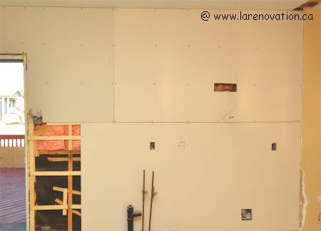 Pose du gypse sur le mur